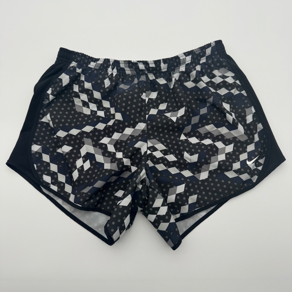 Nike Dri-FIT Kids XL Black White Geometric Polka Dot Running Shorts Activewear